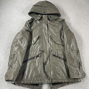 SAM New York waxed Parka Jacket Size Small Hooded Full Zip Womens Zip Up *Hole